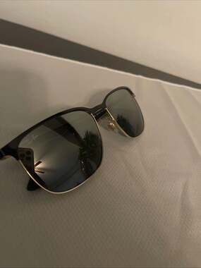 Ray-Ban RB4569 Square Sunglasses Black On Gold with Grey Gradient Mirror Lenses